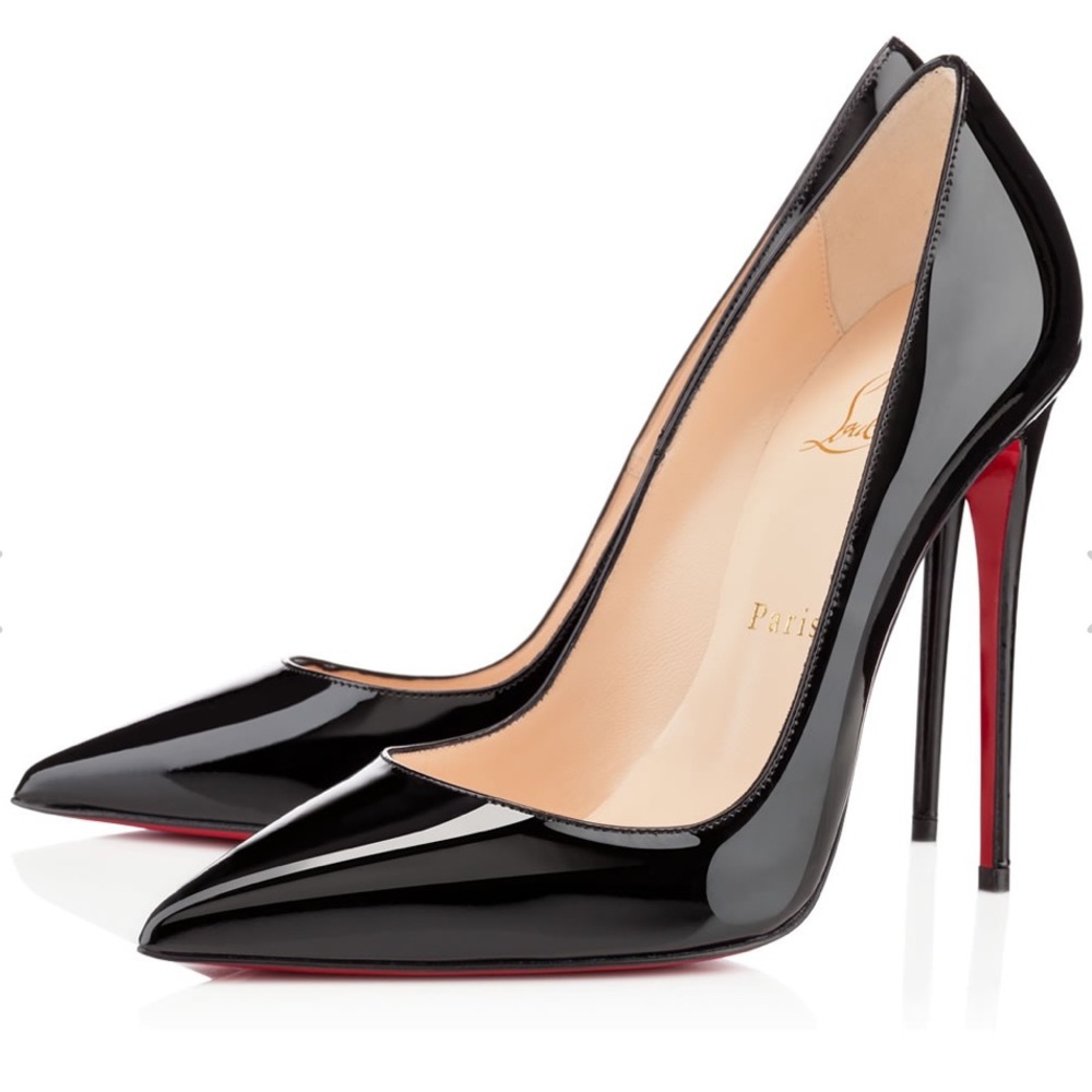 Christian Louboutin So Kate 120MM Black Patent Leather Red Bottom Pointed Heels